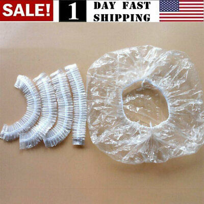Usa! 100pcs Disposable Hotel Home Shower Bathing Clear Hair Elastic Caps Hats