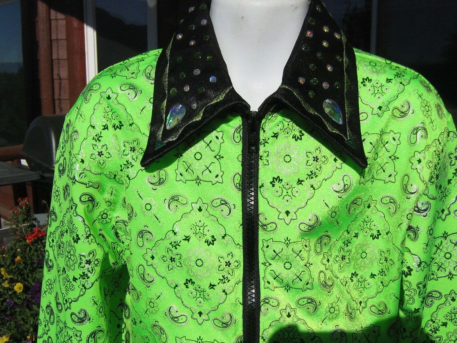 L Girl Lime Western Pleasure Show Shirt Showmanship Horsemanship Jacket Leadline