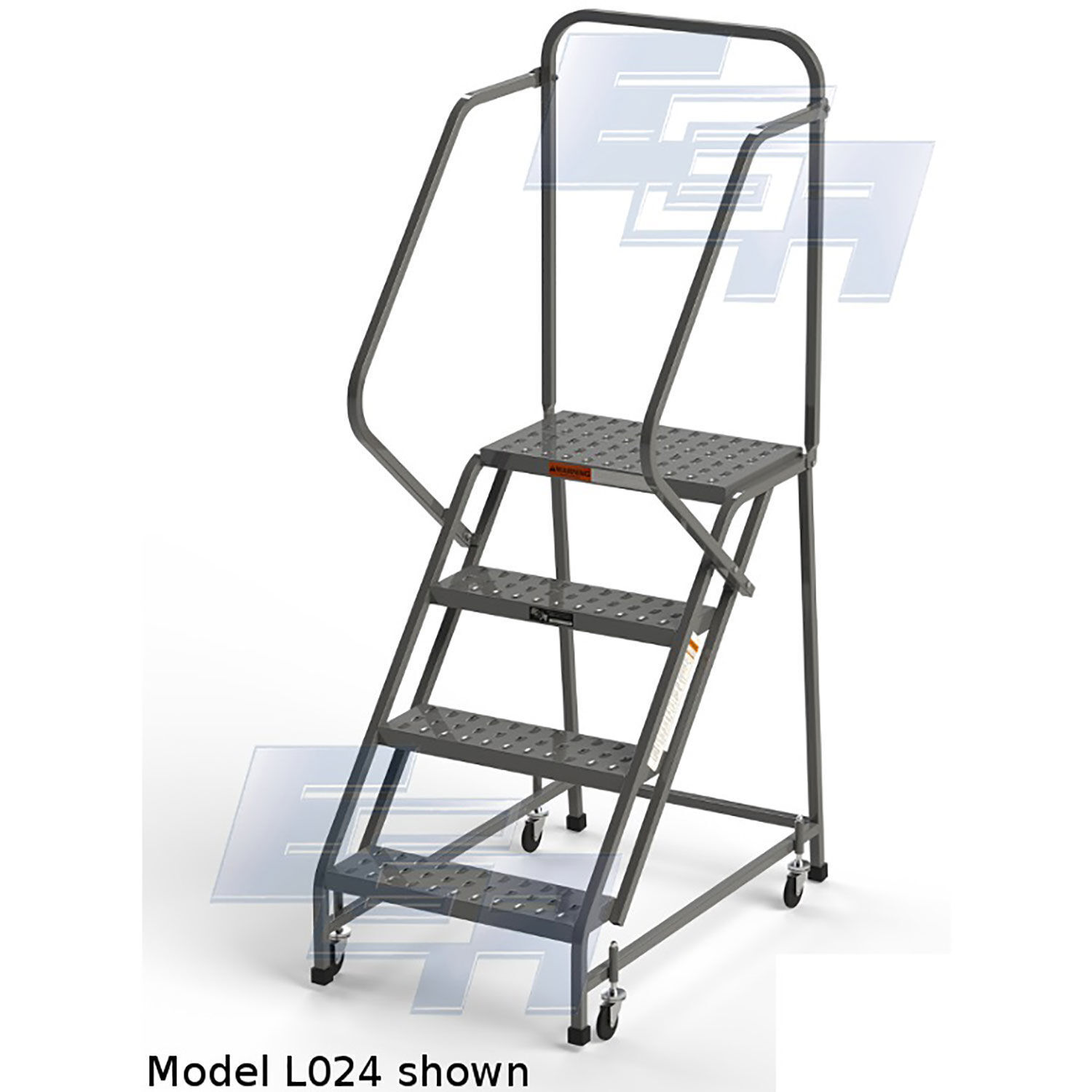 Ega L006 Industrial Rolling Ladder 4-step, 20" Wide Perforated, Gray, 450lb.