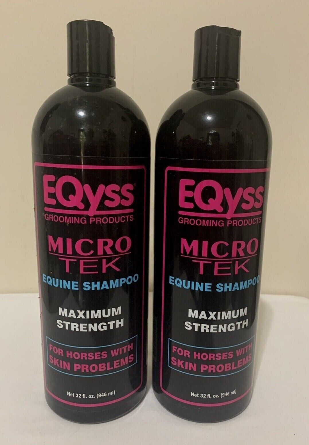 Lot Of 2 Eqyss Micro-tek Equine Horse Shampoo Maximum Strength - 32oz Each ~ New