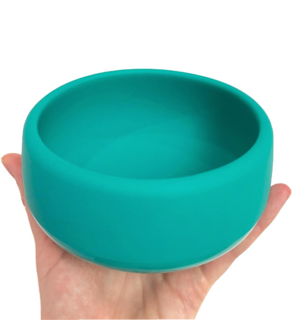 Toddler Tot Silicone Bowl Teal Bpa Free Weighted Base Dishwasher Microwave Safe
