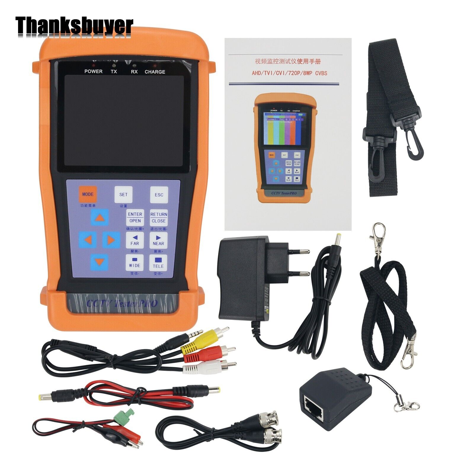 Te-300 Cctv Tester Pro Ipc Tester 3.5" Lcd Rs485 Ptz Control For Analog Cameras