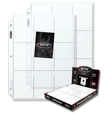 (100) 9 Pocket Pages - Bcw Pro Box Of Baseball Card Sleeves With Ultra Storage