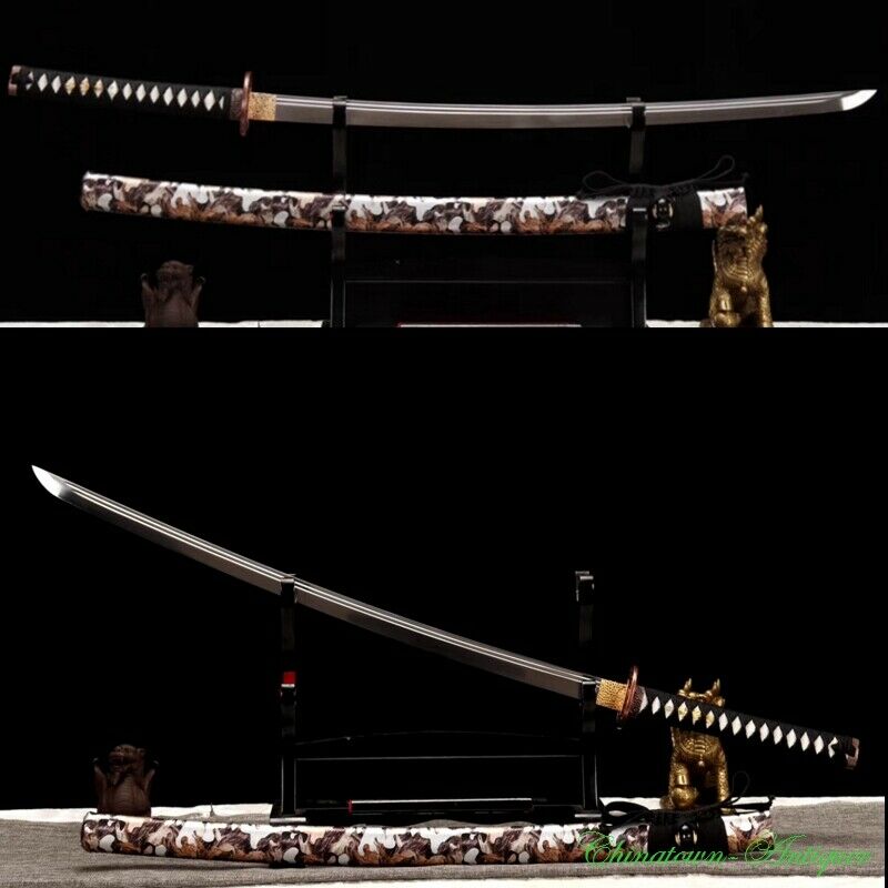 Spring Steel Full Tang Blade Sharp Japanese Sword Vipera Ruselli Katana #2128