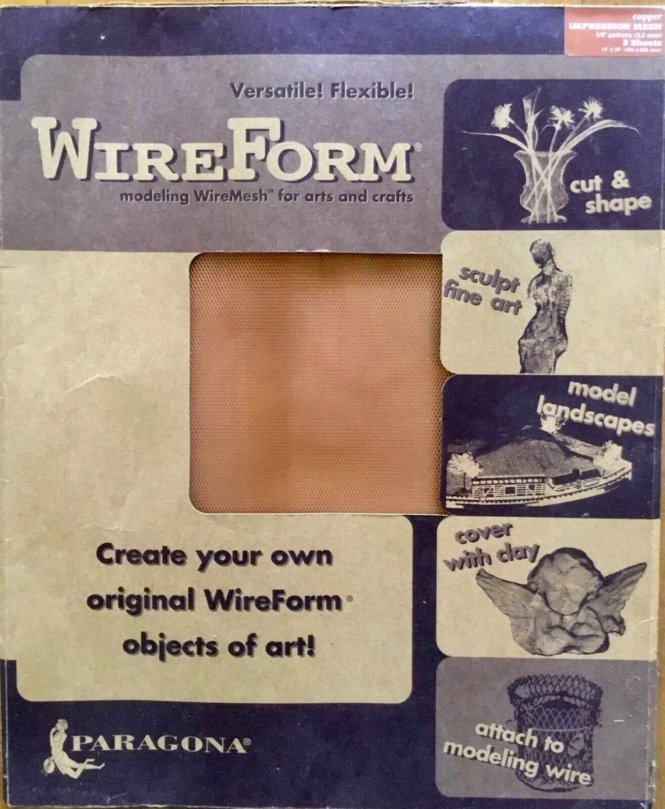 Copper Wireform 1/8 Inch Mesh, Three 16 X 20 Inch Sheets