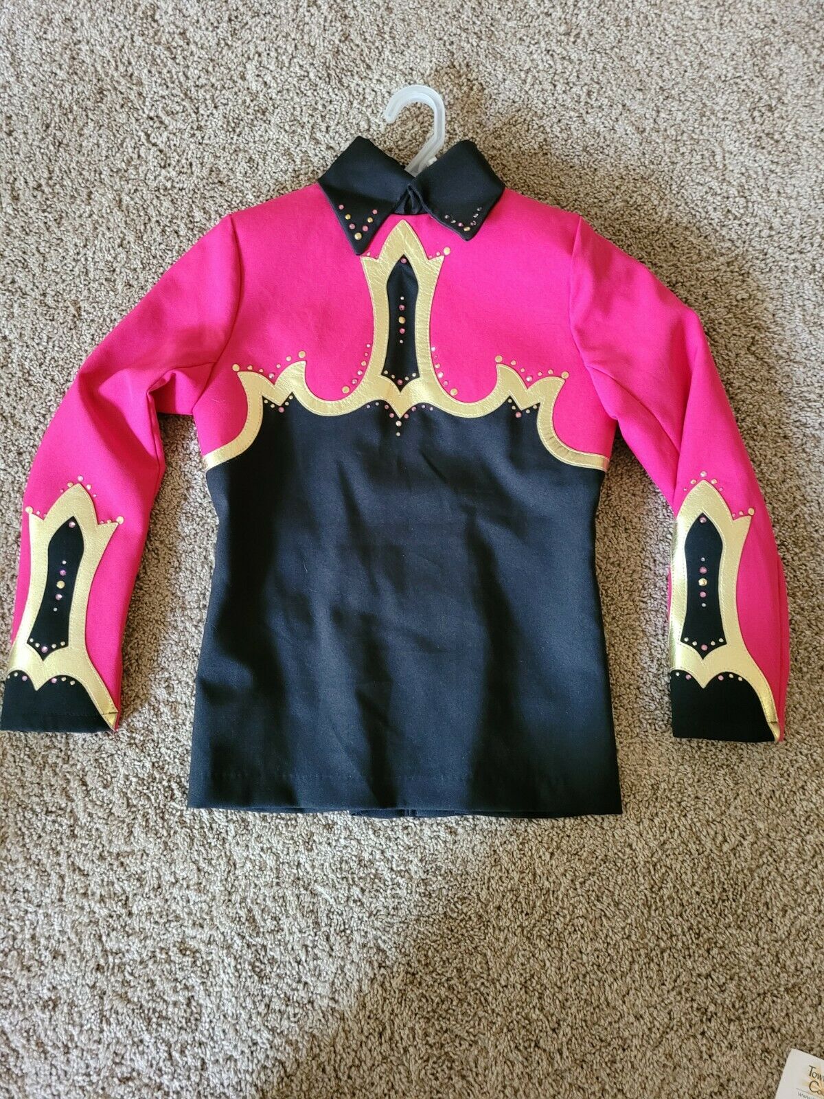 Hobby Horse Western Rail/pleasure Show Shirt Girls Med Pink,  Black, Gold Custom