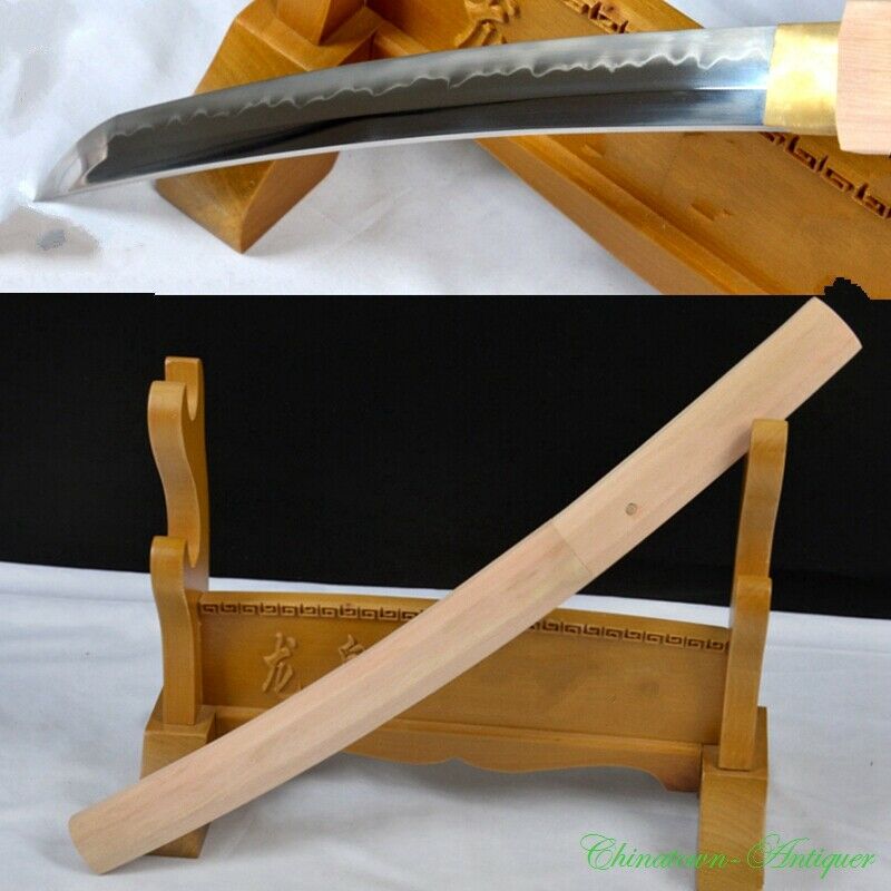Short Sword Tanto Japanese Wakizashi T10 Steel Blade W Clay Tempered Sharp #2193