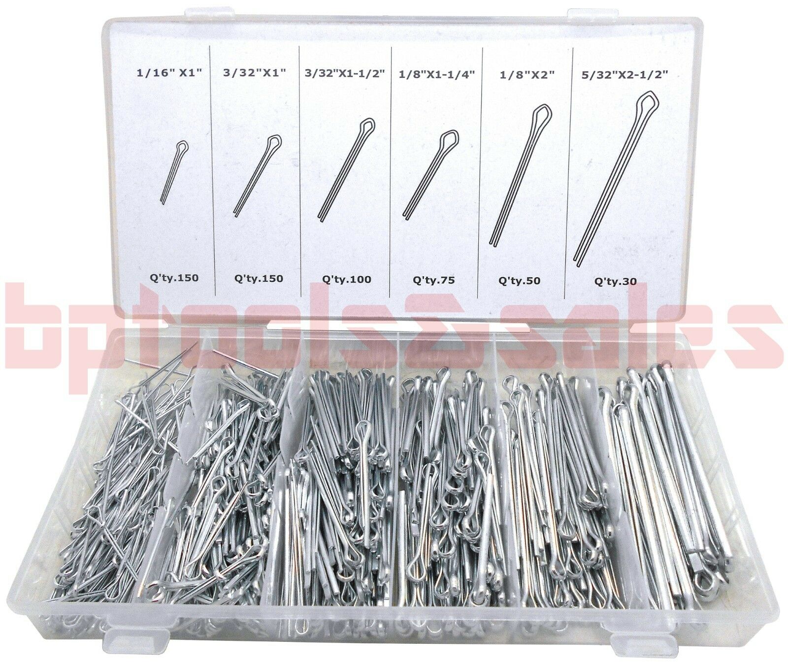 555pc Cotter Pin Assortment Set Clip Key Fitting Tool Kit W/ Storage Box