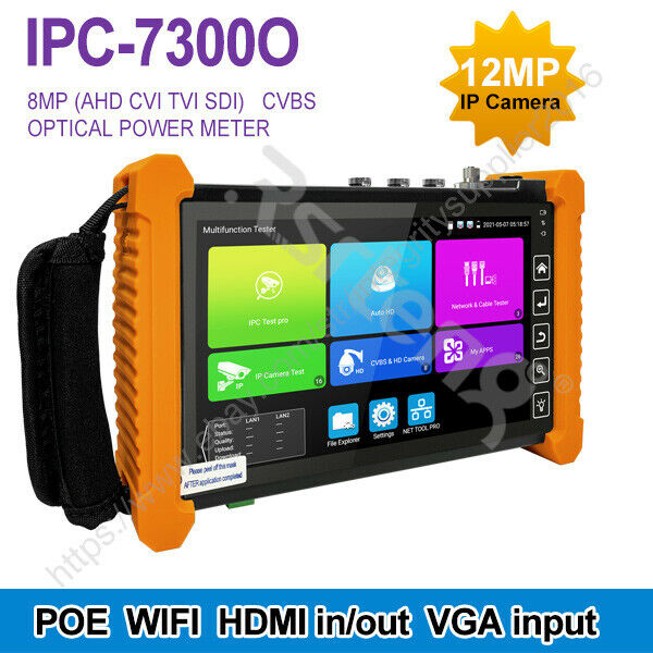 4k 12mp Optical Power Meter Camera Tester Ip Tvi Cvi Ahd Sdi Cvbs Vga Ipc-7300 O