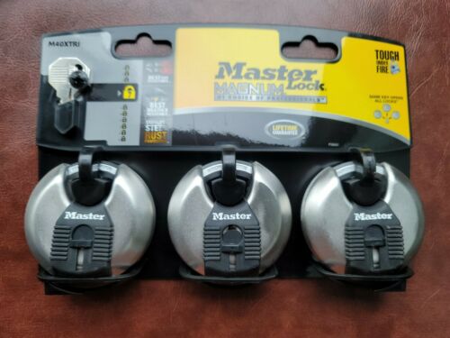 3 Master Lock M40xtri Magnum 2-3/4 In Wide Stainless Steel Distressed Package