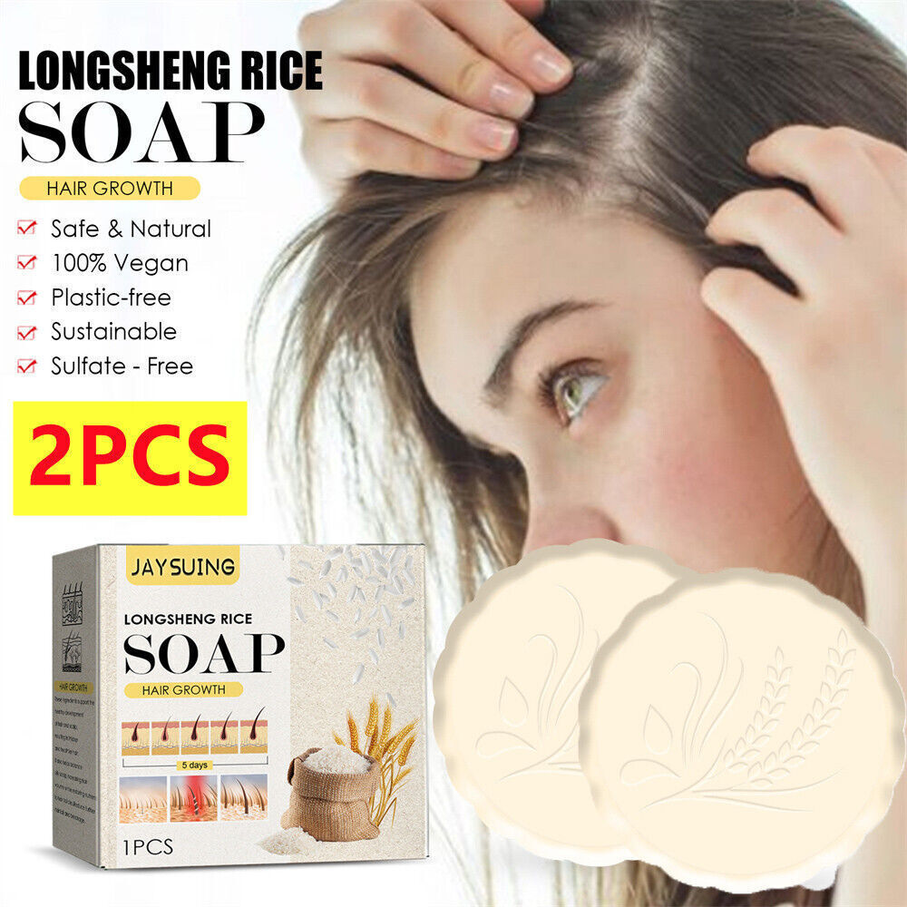 2~anti-hair Loss Shampoo Bar Rice Water Natural Moisturizing Shampoo Soap Unisex
