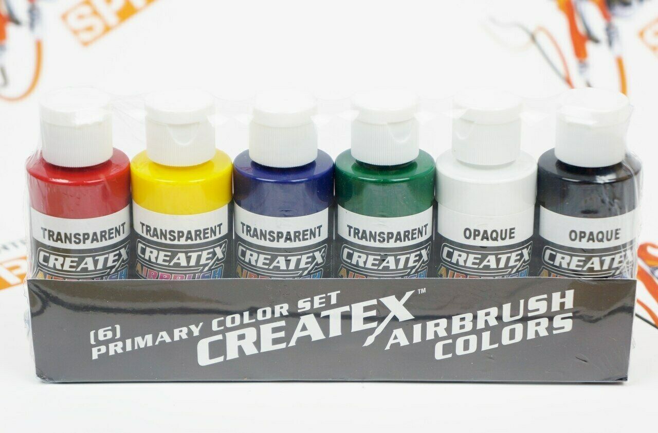 Airbrush Paint - Createx Airbrush Colors - 5801-00 Primary Set - 6 X 2oz